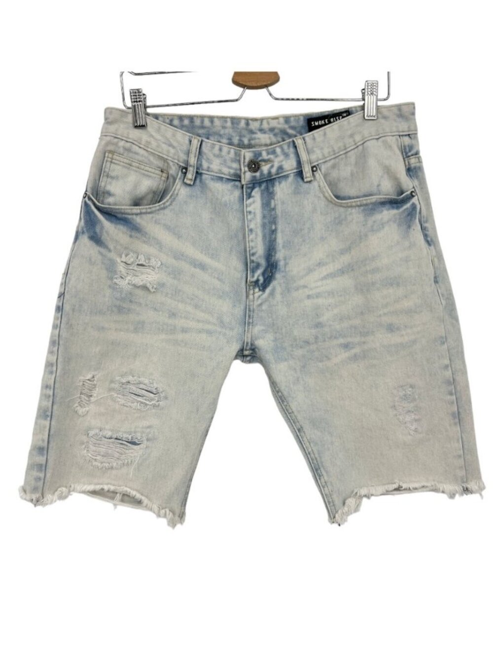 Smoke Rise shorts 36 light wash denim distressed essential bottoms cu offs mens